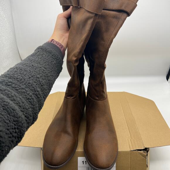 Journee Collection Womens Western Heel Booties Brown Lelanni Boots Size 11 - Picture 3 of 12